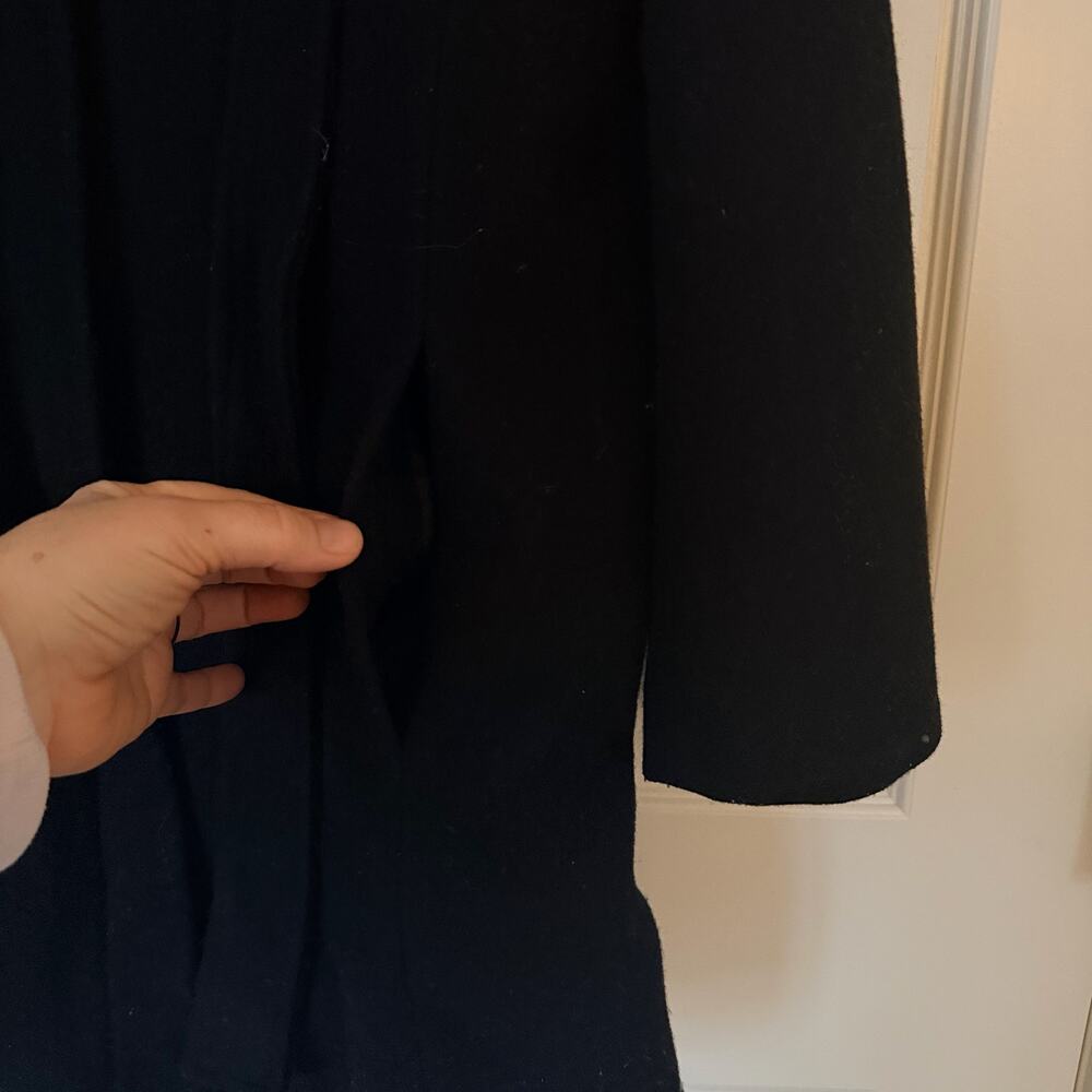 Old Navy Women's XL Black Wool Blend Zip Pea Coat Belted - Picture 5 of 9